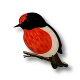 Red-capped Robin Brooch