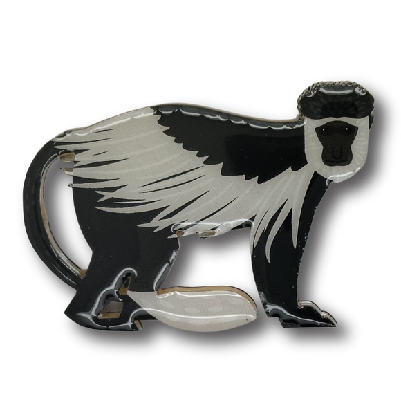 Black & White Colobus Brooch